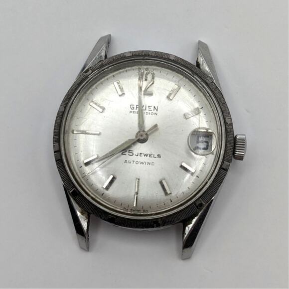 VTG 1960s Gruen Precision 25 Jewels Autowind Automatic Watch 710 CA *Runs-READ - Picture 1 of 8